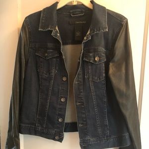 Denim/faux leather jacket